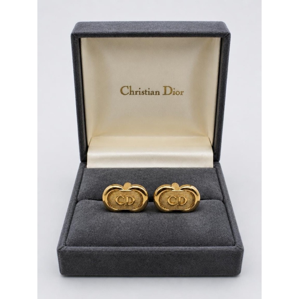 Rare Vintage Christian Dior Gold Cuff Links /Excellent Condition / Original Box!